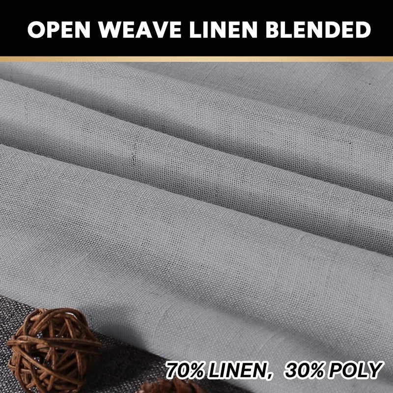 PrinceDeco Dove Grey Linen Curtains for Bedroom Linen Window Curtains 84 Inches Long Light Filtering Country Rustic Linen Curtains for Living Room,2 Panels, 52" W x 84" L - Image 2